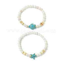 Natural Weathered Agate & Synthetic Turquoise Beaded Stretch Bracelets Set for Women Men&nbsp;BJEW-JB13760-01