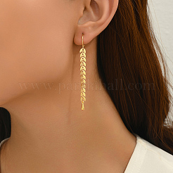 Fashionable Retro Brass Leaf Tassel Hoop Earrings&nbsp;NP2423