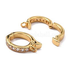 Brass Micro Pave Clear Cubic Zirconia Hoop Earring Findings&nbsp;ZIRC-I054-10G