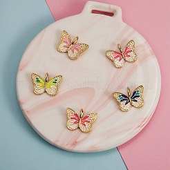 8Pcs 4 Colors Brass Enamel Pendants&nbsp;KK-SZ0004-08