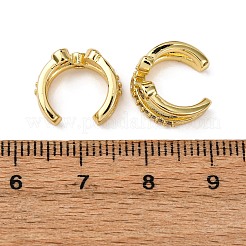 Brass Micro Pave Clear Cubic Zirconia C-Shaped with Heart Cuff Earrings&nbsp;EJEW-D328-05G-02