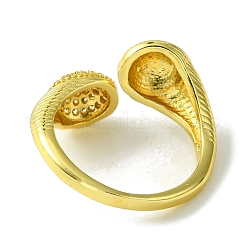 Brass Micro Pave Cubic Zirconia Open Cuff Rings&nbsp;RJEW-K256-19G