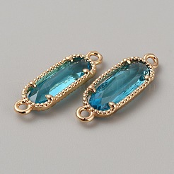 Golden Plated Brass Pave Glass Connector Charms&nbsp;LS-FIND-WH0110-728G-10