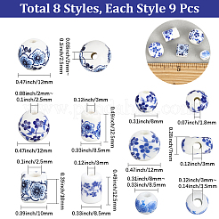 72Pcs 8 Styles Handmade Porcelain Beads&nbsp;PORC-PA0001-63