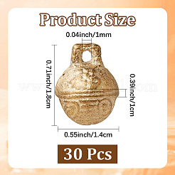 30Pcs Brass Bell Pendants&nbsp;KKB-CN0001-02B-C