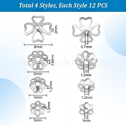48Pcsc 4 Styles 925 Sterling Silver Bead Caps&nbsp;STER-PH0002-35