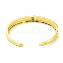Brass Pave Green Cubic Zirconia Open Cuff Bangles for Women&nbsp;BJEW-M312-01A-G