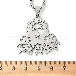 201 Stainless Steel Religion Jesus Pendant Necklaces&nbsp;NJEW-H065-01P