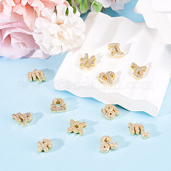 12Pcs 12 Styles Twelve Constellations Brass Micro Pave Clear Cubic Zirconia Pendants&nbsp;KK-TA0008-96G