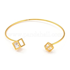 Clear Cubic Zirconia Cuff Bangles&nbsp;BJEW-P305-02G
