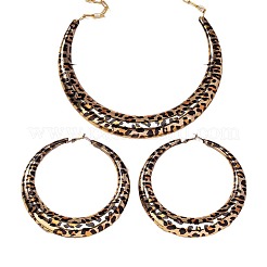 Leopard Print Pattern Ring Alloy Bib Choker & Hoop Earrings Sets&nbsp;FS-WG29BE7-01
