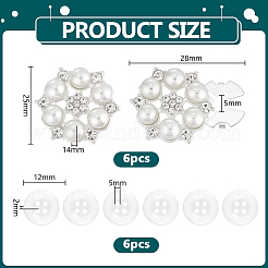 12Pcs 2 Styles Flower Brass Rhinestone Cufflinks&nbsp;FIND-HY0005-32