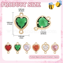 6Pcs 6 Colors K9 Glass Connector Charms&nbsp;FIND-YW0010-80