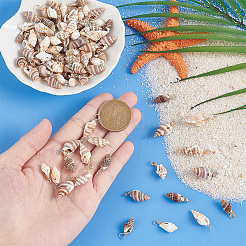 100Pcs 10 Styles Natural Shell Pendants&nbsp;PALLOY-AB00159