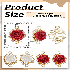 12Pcs 2 Colors Alloy Flower Connector Charms&nbsp;FIND-LP0007-89