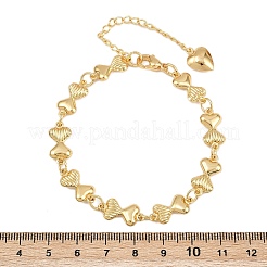 304 Stainless Steel Heart Link Chain Bracelets for Valentine's Day Gift&nbsp;BJEW-D359-17C-G