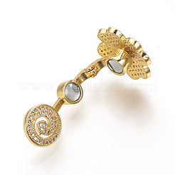 Brass Micro Pave Cubic Zirconia Magnetic Clasps&nbsp;ZIRC-S058-05G