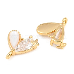 Brass Pave Clear Cubic Zirconia Connector Charms&nbsp;SH-CBA16A6-02G