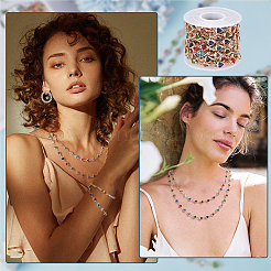 1Roll Brass Glass Heart Link Chains&nbsp;CHC-FG0001-04