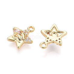 Brass Micro Pave Cubic Zirconia Charms&nbsp;KK-N263-143C-G