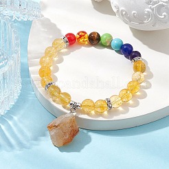 Raw Rough Natural Citrine Charm Bracelets&nbsp;BJEW-JB10298-05