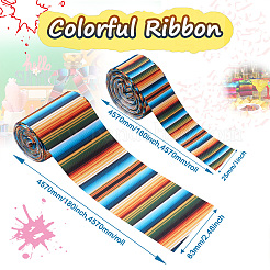 2 Rolls 2 Styles Stripe Pattern Printed Polyester Grosgrain Ribbon&nbsp;OCOR-TA0001-37C