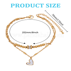 1Pc 201 Stainless Steel Heart Charm Anklets&nbsp;AJEW-LP0007-18