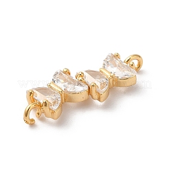 Brass Pave Clear Glass Connector Charms&nbsp;KK-C062-080G