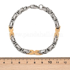 201 Stainless Steel Byzantine Chain Bracelets for Women&nbsp;BJEW-B143-13GP
