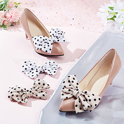 2 Pairs 2 Colors Polka Dot Pattern Cloth Bowknot Shoe Decorations&nbsp;FIND-CP0001-39