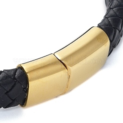Men's Braided Black PU Leather Cord Bracelets&nbsp;BJEW-K243-45G