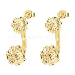 Brass Micro Pave Cubic Zirconia Stud Earrings&nbsp;EJEW-D351-13G-02