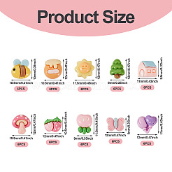 60Pcs 10 Styles Forest Theme Opaque Resin Cabochons&nbsp;CRES-TA0001-23