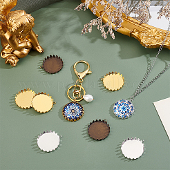 18Pcs 3 Colors Brass Pendant Cabochon Settings&nbsp;KK-PH0015-26