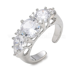 Brass Micro Pave Cubic Zirconia Cuff Open Rings for Women&nbsp;RJEW-L343-07P-02