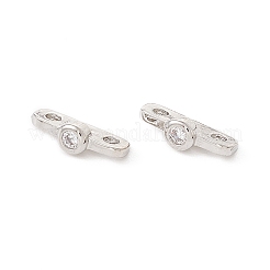 Rack Plating Brass Pave Clear Cubic Zirconia Connector Charms&nbsp;LS-KK-G433-04P