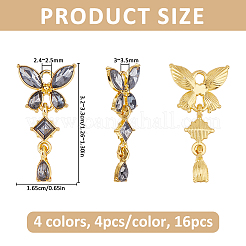16Pcs 4 Colors Alloy & Glass Pendants&nbsp;FIND-FH0017-86G