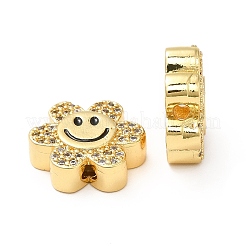 Rack Plating Brass Cubic Zirconia Beads&nbsp;KK-M232-01G