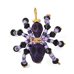 Halloween Theme Dyed Synthetic Turquoise & Glass Seed Beads Pendants&nbsp;PALLOY-MZ00774-06
