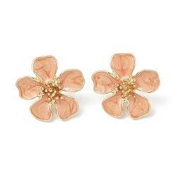 Flower Alloy Enamel Stud Earrings&nbsp;EJEW-P310-01G-03