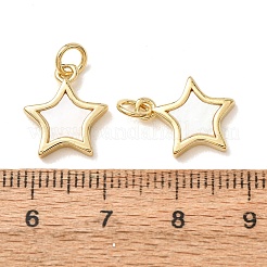 Brass with White Shell Charms&nbsp;KK-CBA2F11-38G