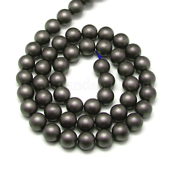 Frosted Non-magnetic Synthetic Hematite Round Bead Strands&nbsp;G-J344-4mm