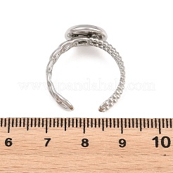 304 Stainless Steel Open Cuff Ring Components&nbsp;STAS-F366-09B-P