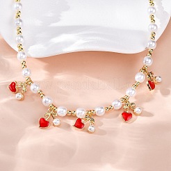 Brass Micro Pave Clear Cubic Zirconia Beaded Necklaces&nbsp;NJEW-Z059-04G-02