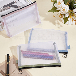 3Pcs 3 Colors Nylon Mesh Storage Zipper Bags&nbsp;ABAG-CN0001-59