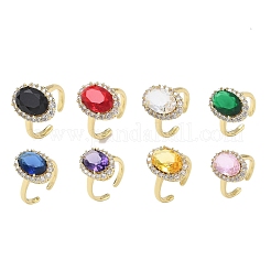 Brass Micro Pave Cubic Zirconia Cuff Open Rings for Women&nbsp;RJEW-L343-17G