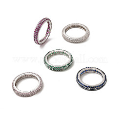 Brass Micro Pave Cubic Zirconia Finger Rings&nbsp;RJEW-P166-10P