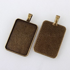 Vintage Tibetan Style Alloy Pendant Cabochon Settings&nbsp;TIBEP-M018-141AB-NF
