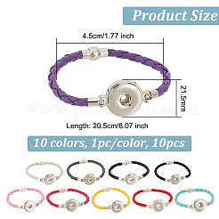 10Pcs 10 Colors PU Imitation Leather Braided Bracelet Makings&nbsp;FIND-PH0010-84