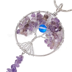 Tree of Life Alloy Natural Amethyst & Synthetic Moonstone Keychain&nbsp;KEYC-JKC00987-03